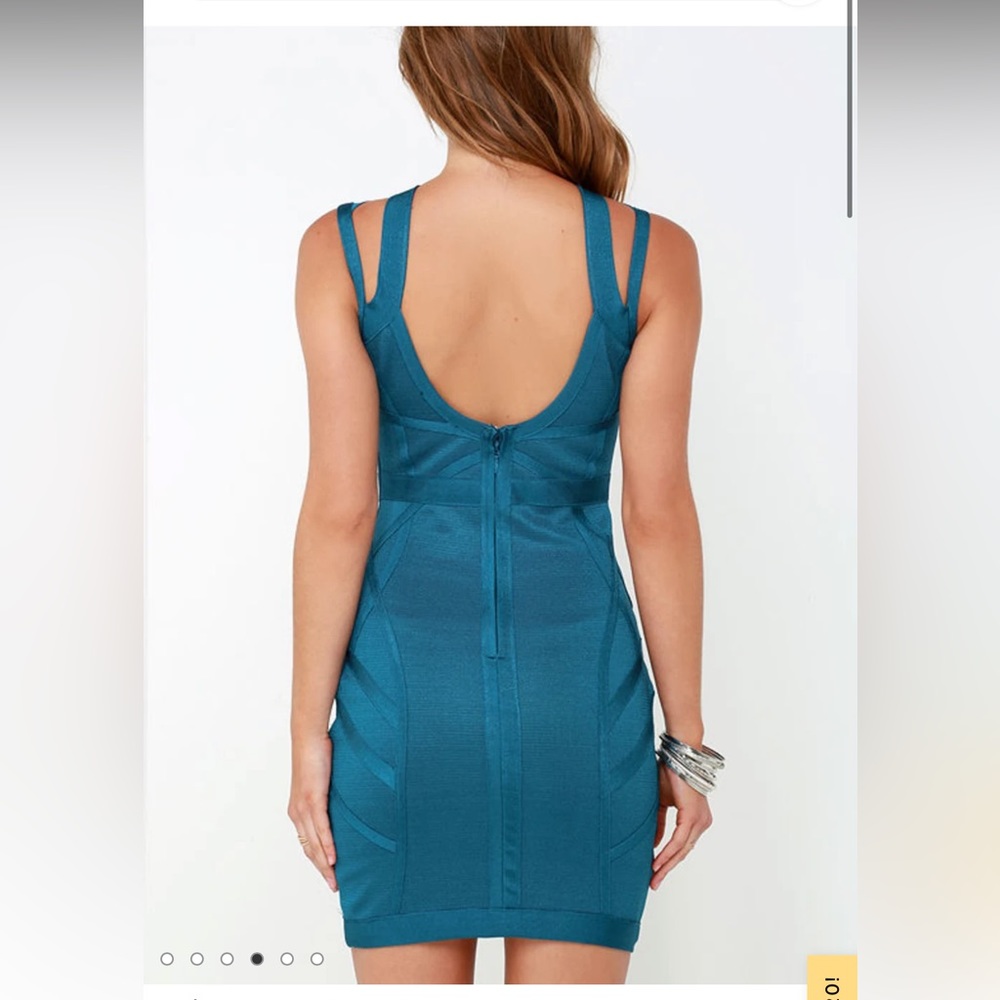 Lulus Women Medium Teal Blue Bondage Bodycon Strappy Sleeveless Cocktail dress - Picture 3 of 12